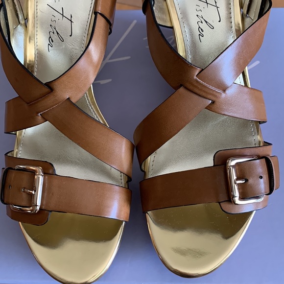 Mark Fisher Gilon3 wedge sandals in brown cork design 7 1/2 - Picture 7 of 8